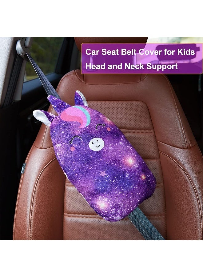 FIODAY Car Seat Belt Covers for Kids Unicorn Seat Belt Pillow Soft Seat Belt Cushion Adjust Seat Strap Pillow Head Neck Support for Children Baby Boys Girls Travel - Image 2